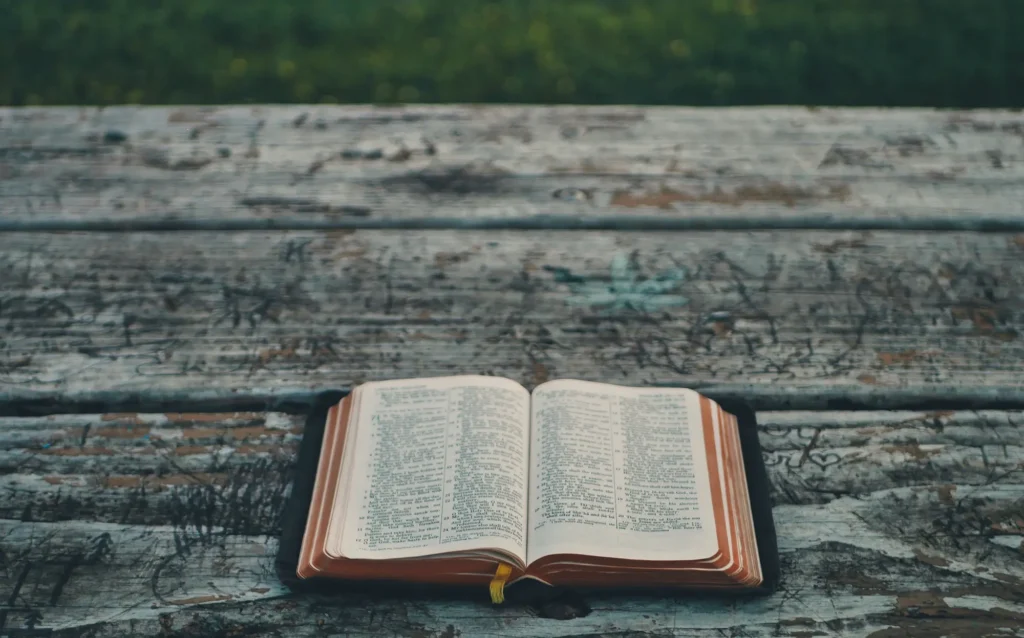 bible sitting on a table